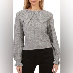 NWT Astr Safford Peter Pan Collar Sweater In Grey XS
